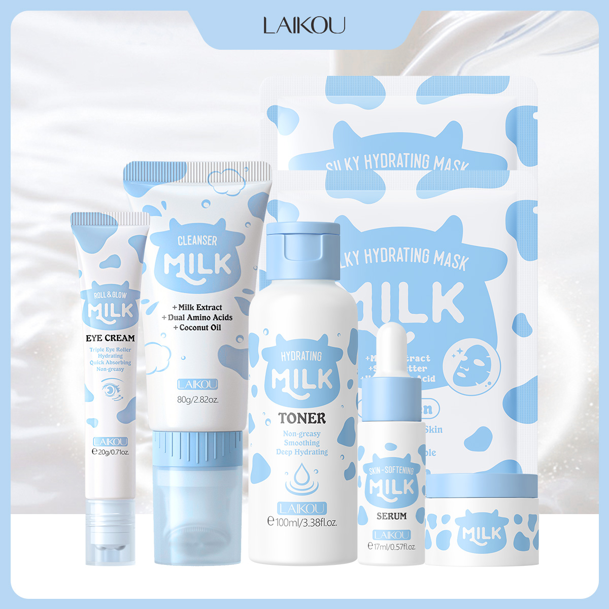 LAIKOU 6Pcs Milk Hydrating Ski - đánh giá và giá Skincare Glowing