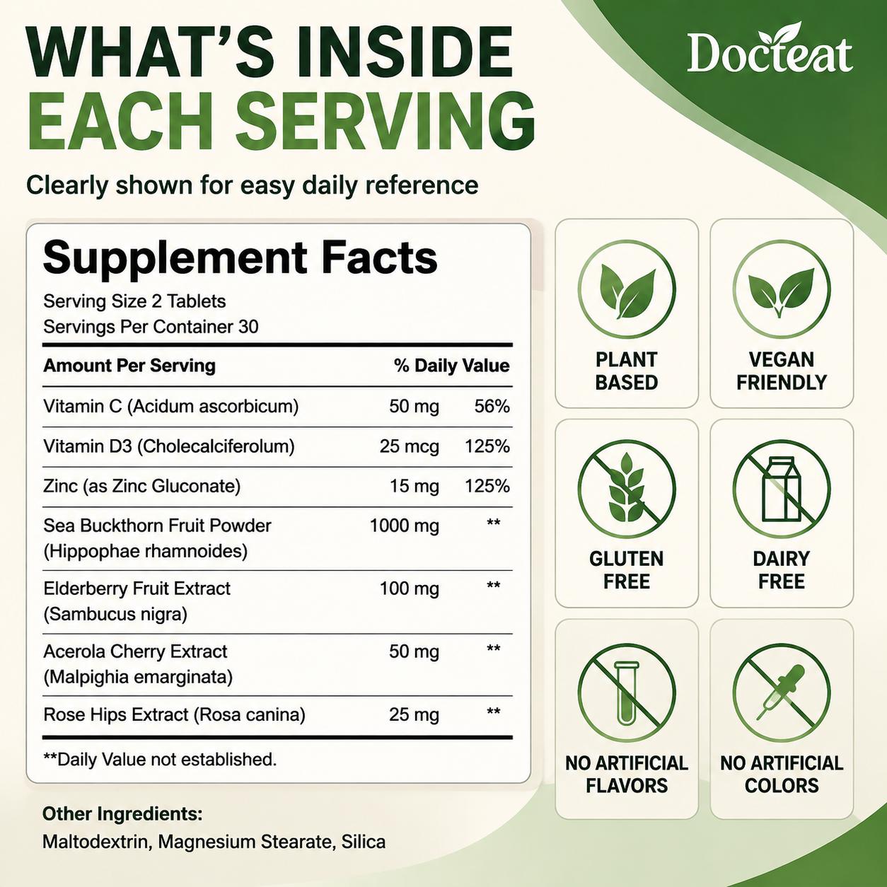 Docteat Sea Buckthorn 1000mg T - đánh giá và giá Vitamin C Powder